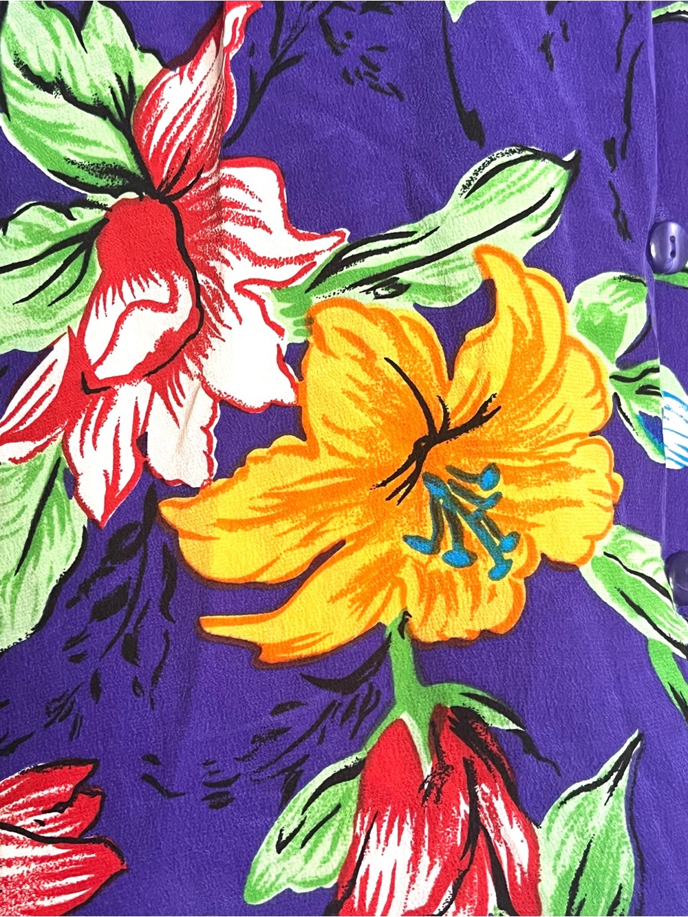 Sellecca Women’s (VTG 12, Fits 6 - 8) Purple Floral Silk Button Up Shirt - Picture 7 of 7